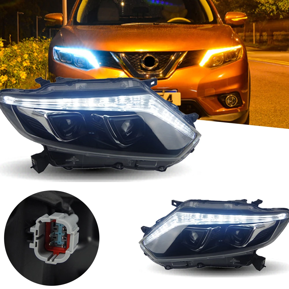 المصباح ل X-trail LED المصابيح الأمامية 2014-2016 رئيس مصباح سيارة التصميم DRL إشارة العارض عدسة اكسسوارات السيارات الجبهة أضواء #2