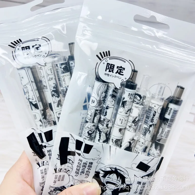 One Piece 6 Pcs Gel Pen Anime Luffy 0.5 Lack Ink Signature Pen Office School Writing Supplies Stationery Children Festivalgift