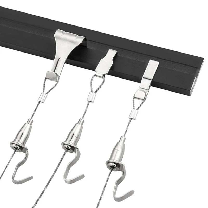 2pcs Adjustable Wire Rope Hangers for Art Display, Gallery Track System Accessories