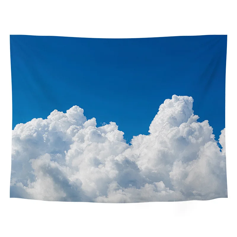VIKAMA Ins Minimalist and Soothing Blue Sky and White Cloud Tapestry, Fresh Sky Style Bedroom and Living Room Background Fabric