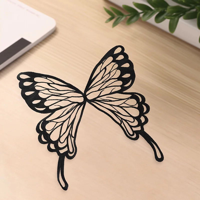 Large Butterfly Embroidery Appliques Lace Fabric Patches Tulle Mesh Applique For DIY Bride Wedding Dress Clothing Decoration