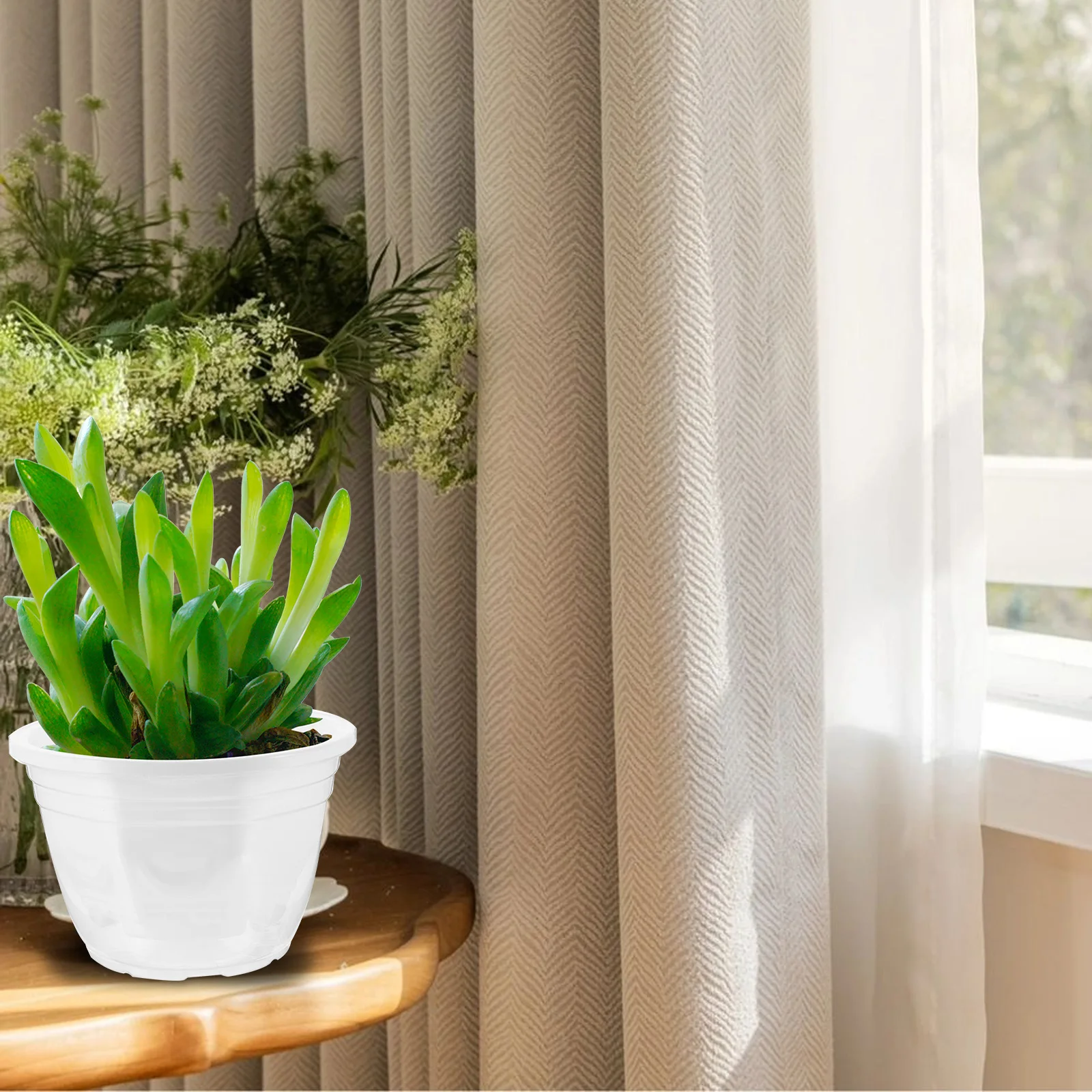 

6 Sets Planter Automatic Water Absorbent Flower Pot Pots for Indoor Plants Watering Round Plastic Office