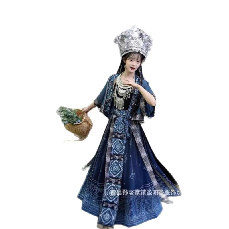 Ancient-style ethnic costumes national robes curved skirts foreign-style suits and heavy-duty double-breasted