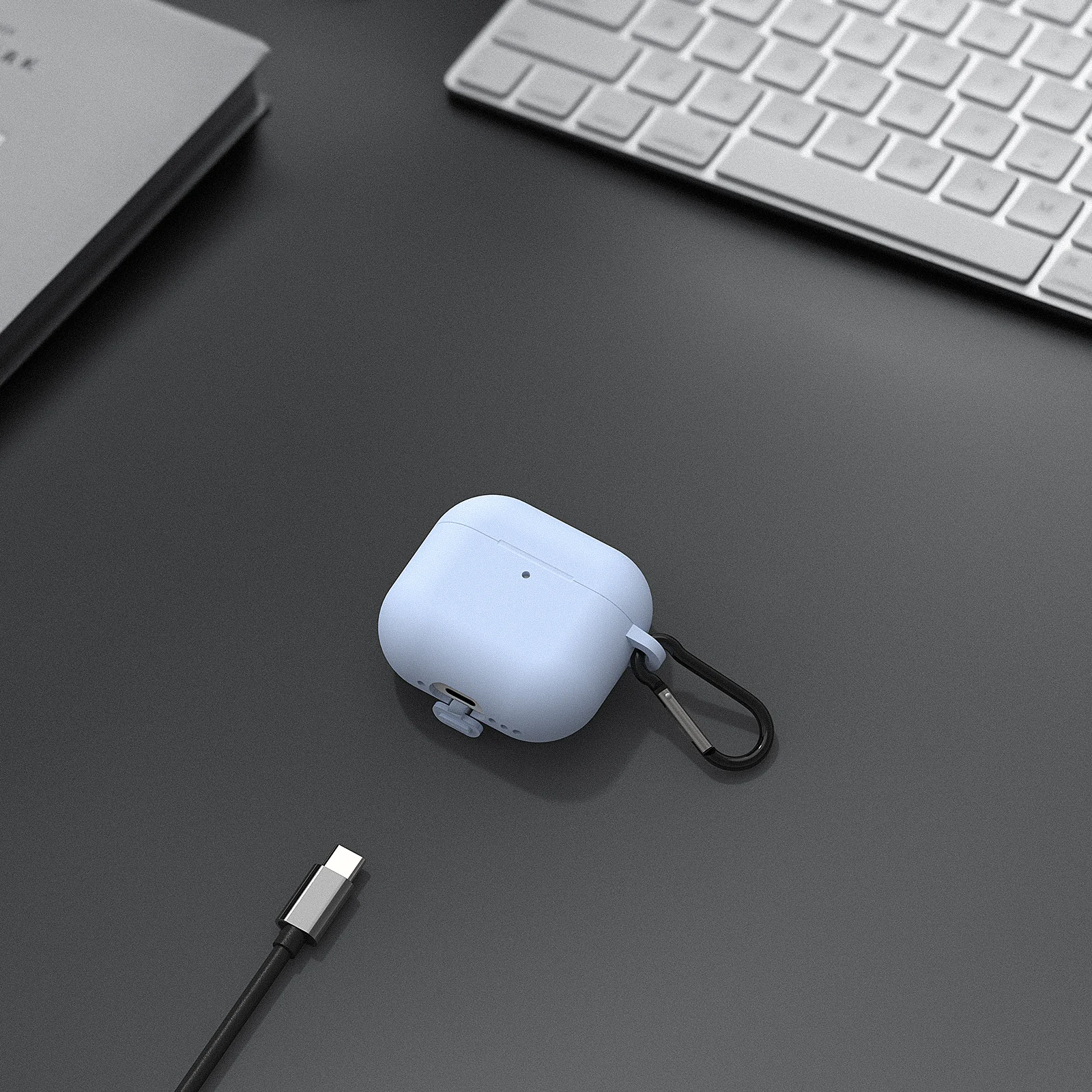 Geekria Silicone Case Cover Compatible with AirPods 4 True Wireless Earbuds, Protective Earphones Skin Cover with Keychain Hook