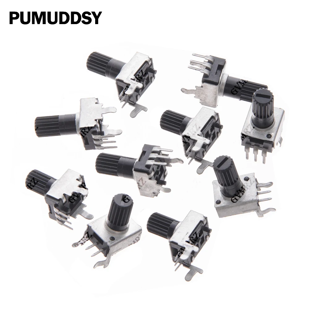 10PCS 3P 1K 7.5mm 12.5mm RV09 Vertical/Horizontal 7.5mm 12.5mm Shaft 100K Adjustable Resistor 3Pin Seal Rotary Potentiometer 10K