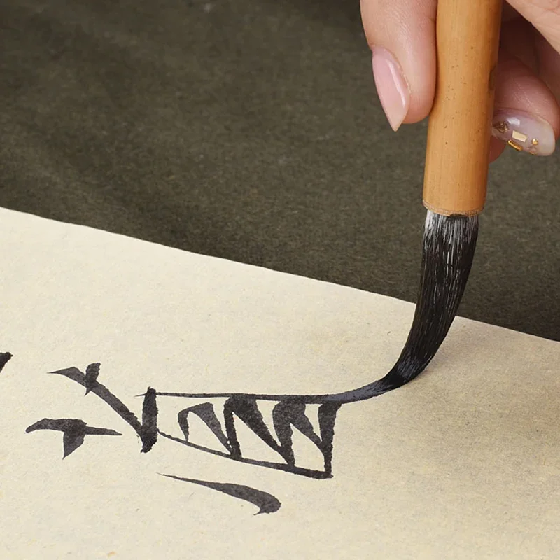 5Pc /lot Long Hair Calligraphic Brush Wool Hair Bamboo Writing Chinese Brush Soft Pen for Cursive Script Running Script Learning
