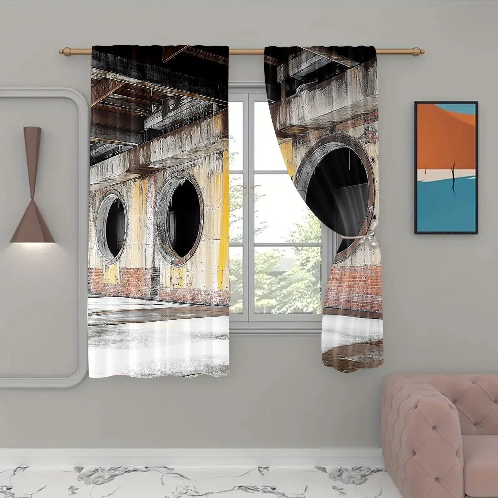 2Pcs Industrial Style Curtains Old Industrial Sites Europe'S Most Polluted Town Scene Curtains Living Room Bedroom Decor_ai11