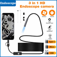 Mini Endoscope Inspection Camera 3in1 Micro USB/Type-C Mini Inspection Camera for Android IP67 Waterproof Pipeline