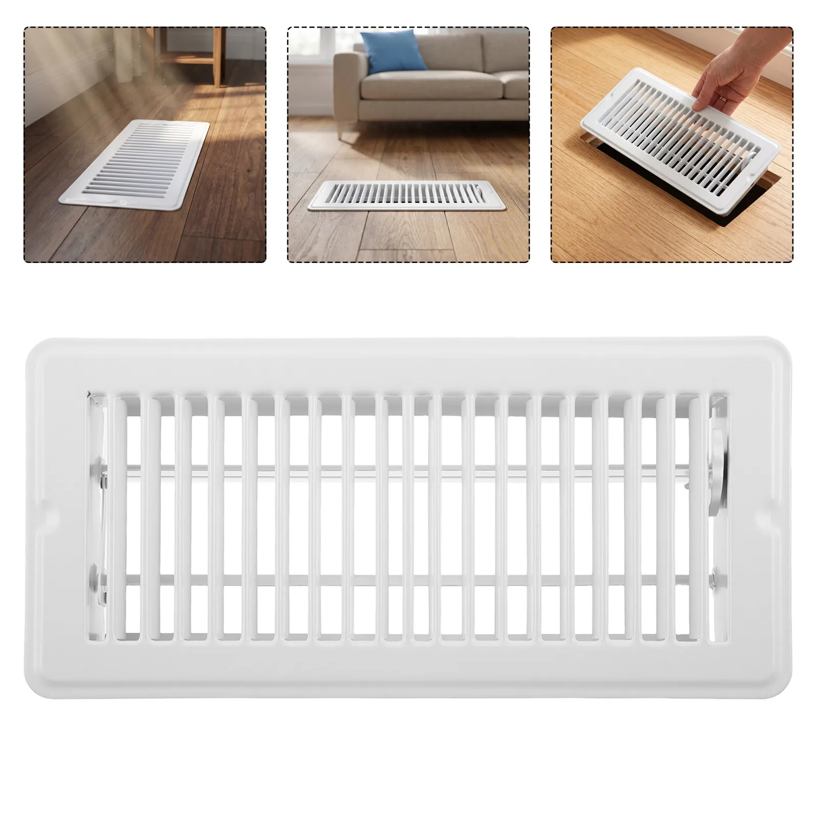 床用換気口カバー、金属製、4x10、エアコン用、交換用、hvacシステム、床に設置可能、白色