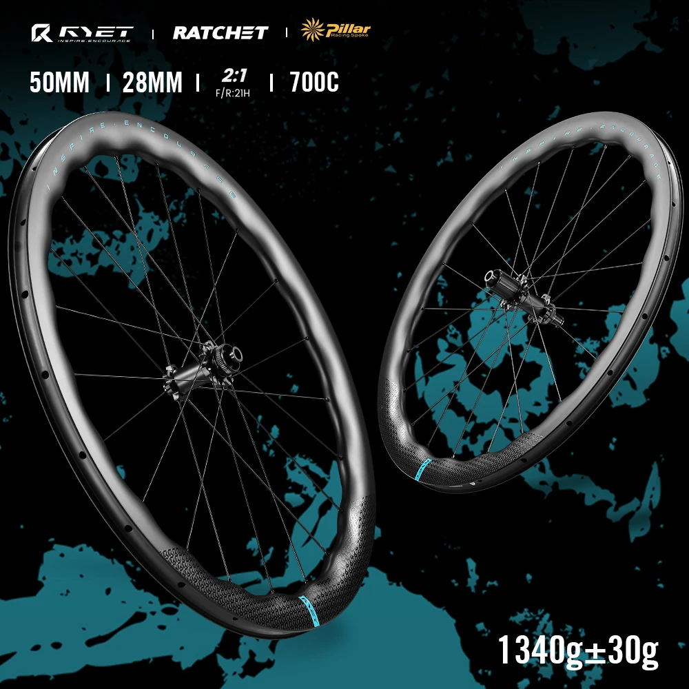 

Карбоновая колесная пара RYET, 50 мм, синусоидальные велосипедные диски, 22 мм, бескамерные клинчерные дисковые тормоза, 36T, ступица с храповым механизмом, карбоновое колесо для дорожного MTB