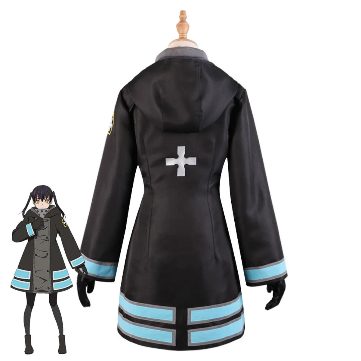 أنيمي قوة النار الموسم 2 كوتاتسو تاماكي تأثيري حلي شعر مستعار الشتاء خندق معطف تنورة موحدة امرأة هالوين عيد الميلاد البدلة #5