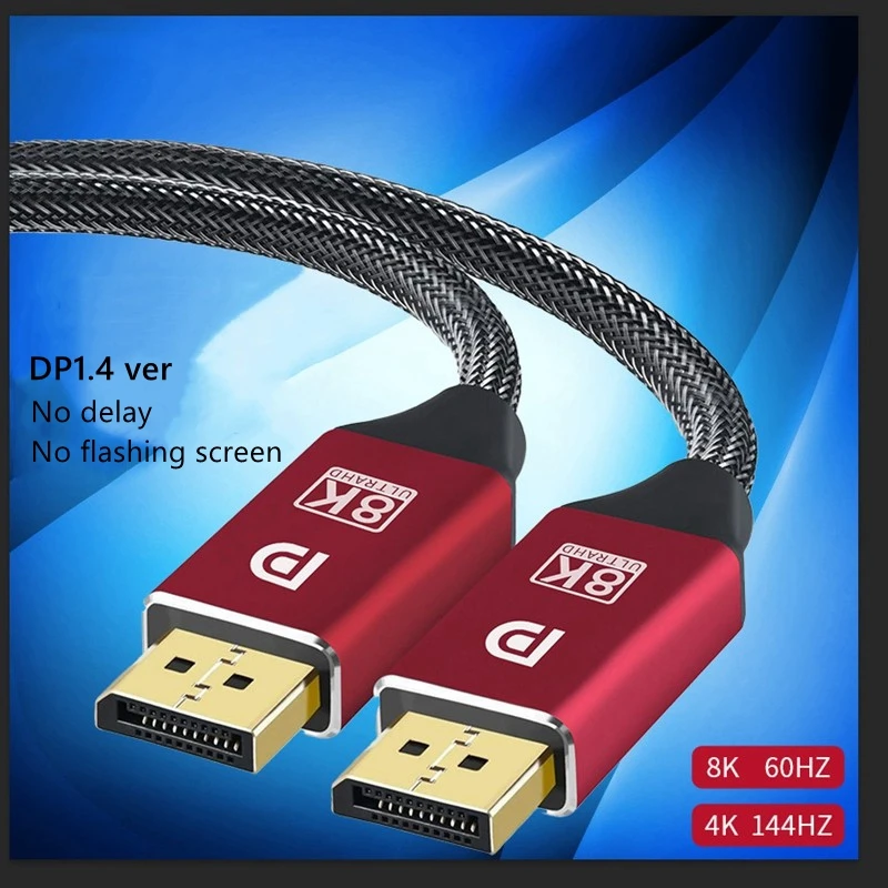 Kabel HD DP 1.4 wersja kabla z męskiego na męskie DP do DP 8K 60Hz 4K dla komputera wyświetlacz projektora PS4 podłączenie TV kabel 1.2DP