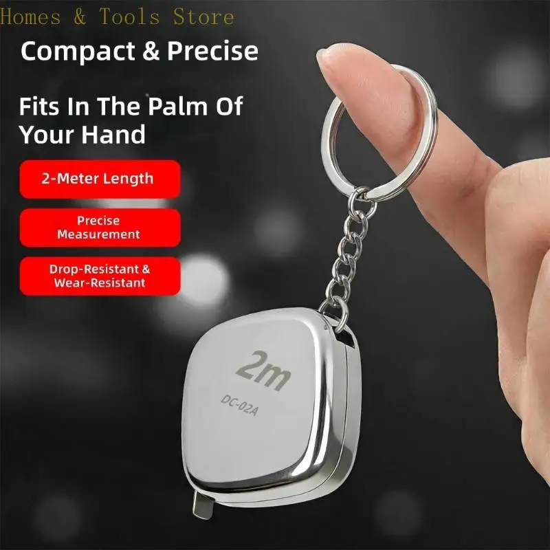 1-3pc 2m Mini Tape Measure Keychain Retractable Stainless Steel Ruler Measuring Tape Keychain Pocket Portable Key Ring Tool