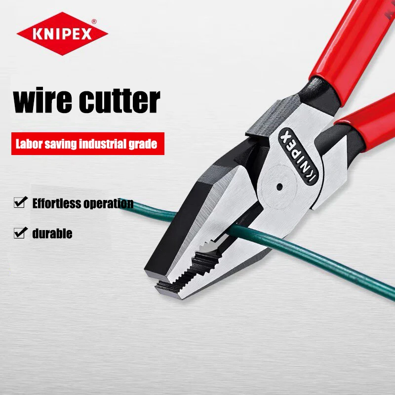 knipex-225mm-labor-saving-steel-wire-pliers-industrial-grade-flat-mouth-tiger-pliers-manual-tool-cutting-clamp-0201225