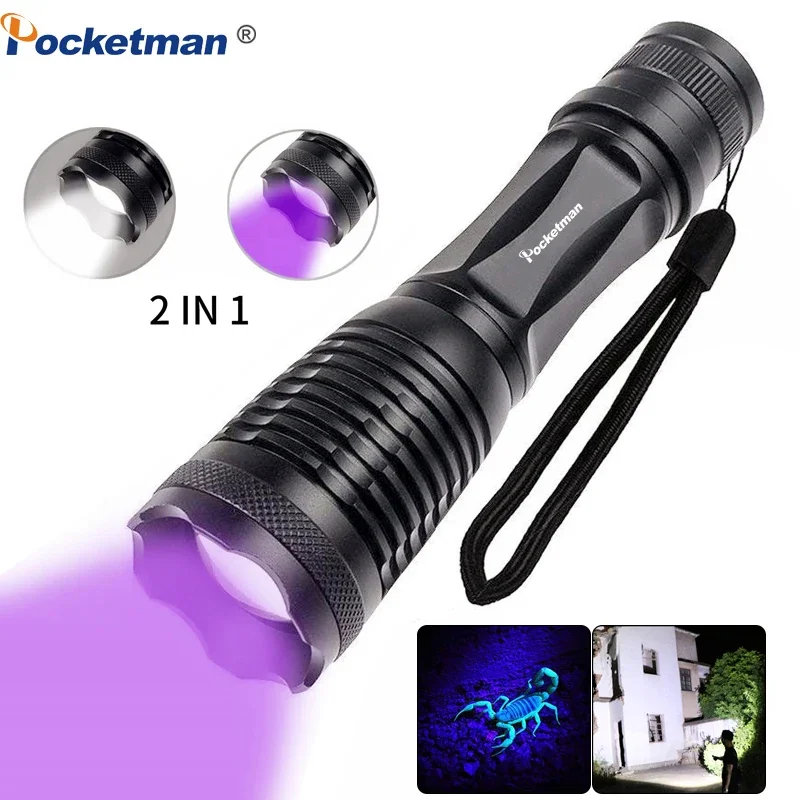 

2 in 1 UV Flashlight LED Linternas Torch 395nm Ultraviolet Urine Detector for camping Carpet Pet Urine Catch Scorpions