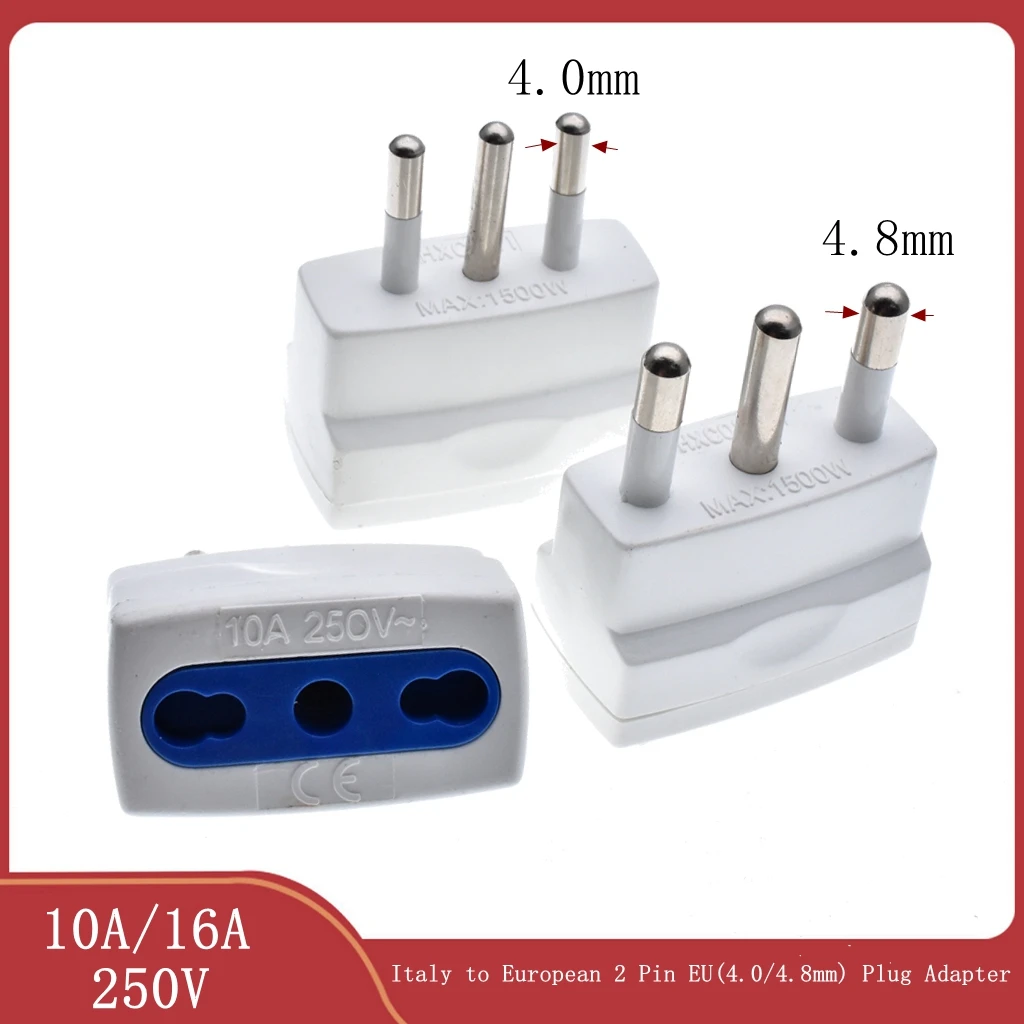 European 2 Pin EU 4.0mm To Italy Mini Travel Plug Adapter Type L Italian Power Plug 250V 10A/16A