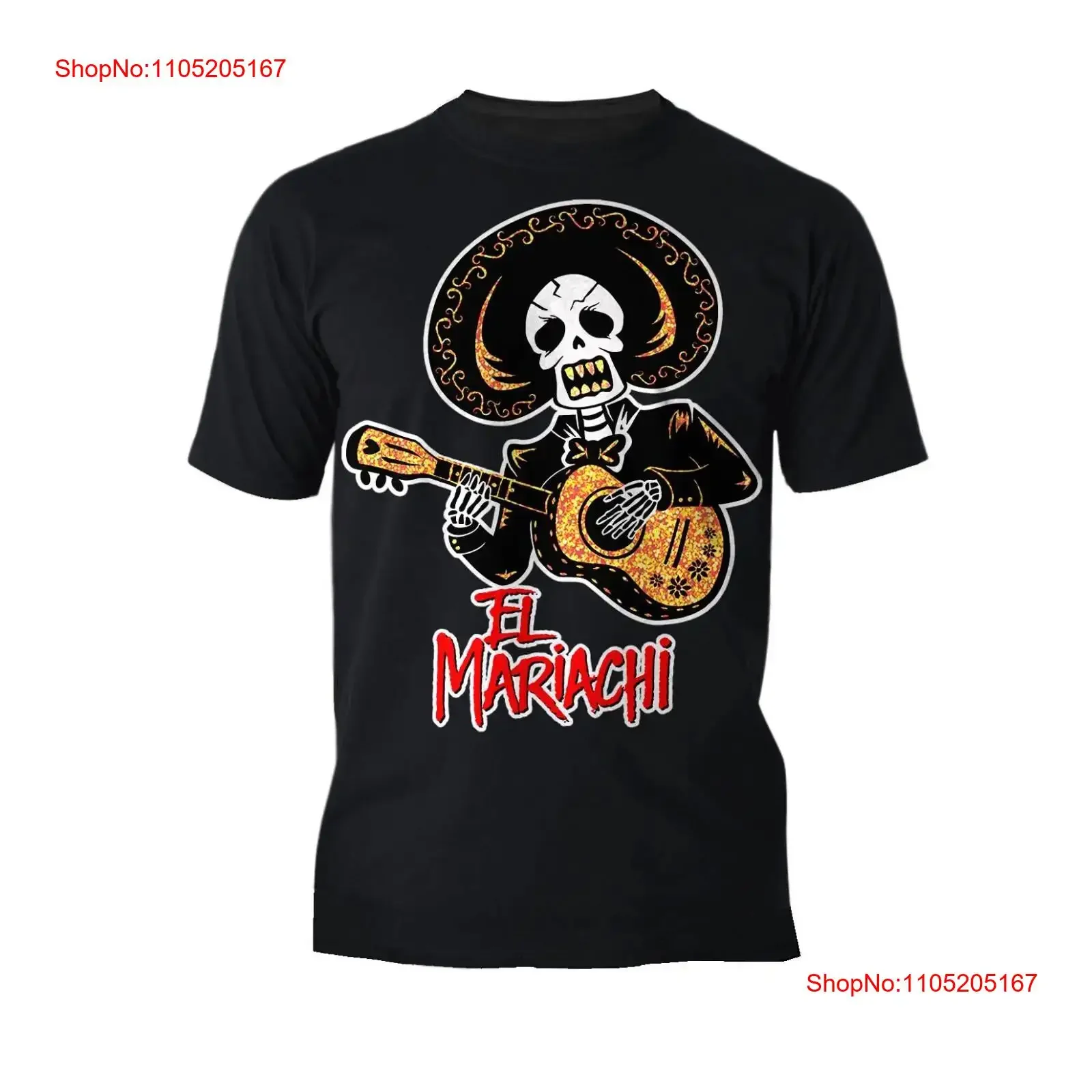 

Хэллоуин День мертвых El Mariachi Гитара Сахарный череп Официальная мужская футболка винтажная стираная модная слегка унисекс