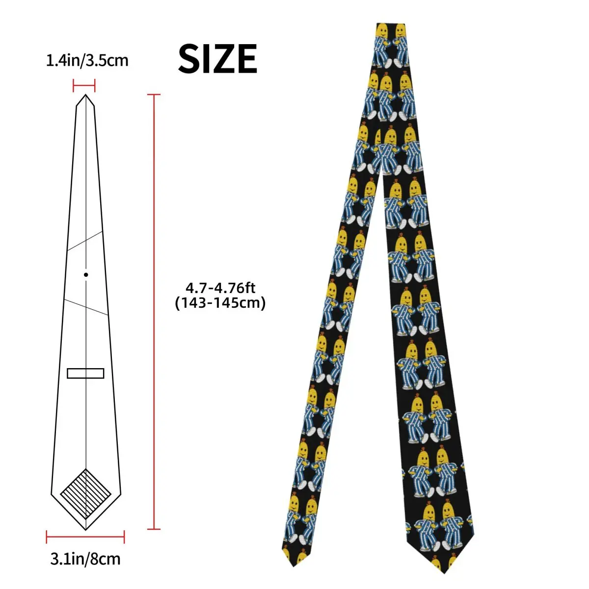 Bananas In Pyjamas Best Friend Necktie for Men Silk Polyester 8 cm Neck Ties Wedding Accessories Tie Classic Gravatas