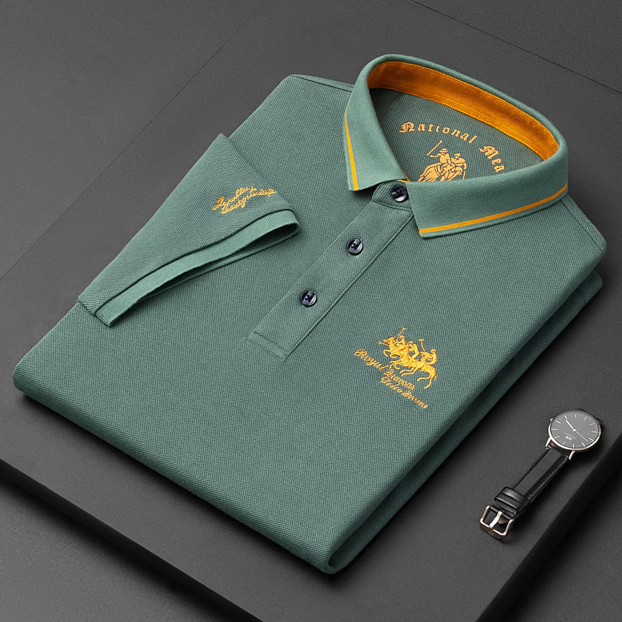 Summer New Embroidered Cotton Short Sleeved Polo Shirt for Men's Fashion, Casual, Comfortable, and Breathable T-shirt Top image 2