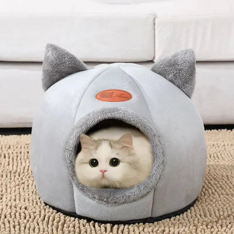 NEW Cat Bed Winter Cold-proof Bed for Cats Warm House for Cats Enclosed Deep Sleep Cat Bed Dog Little Mat Tent Cozy Nest Indoor