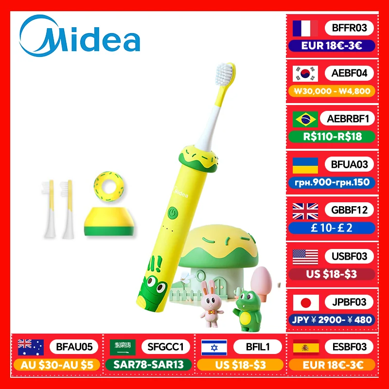 

Midea YE1 Kids Electric Toothbrush, Smart Age-Specific Care, Fluoride Bristles Anti-Cavity, for 3-12 Years Old
