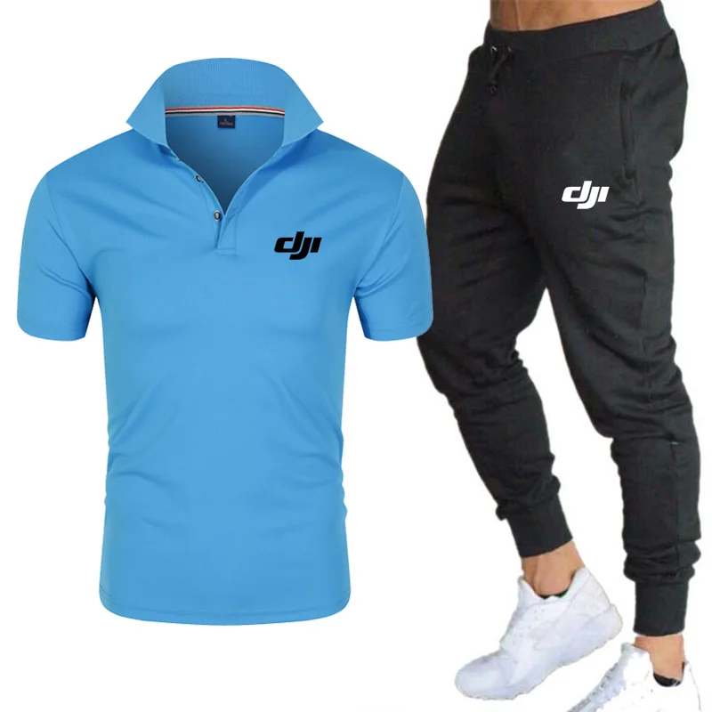 Monogrammed Men\'s Tracksuit, Polo Shirt + Pants, Summer Tracksuit, Jogging Pants, Street Wear, Top, Polo Shirt,Business Menswear