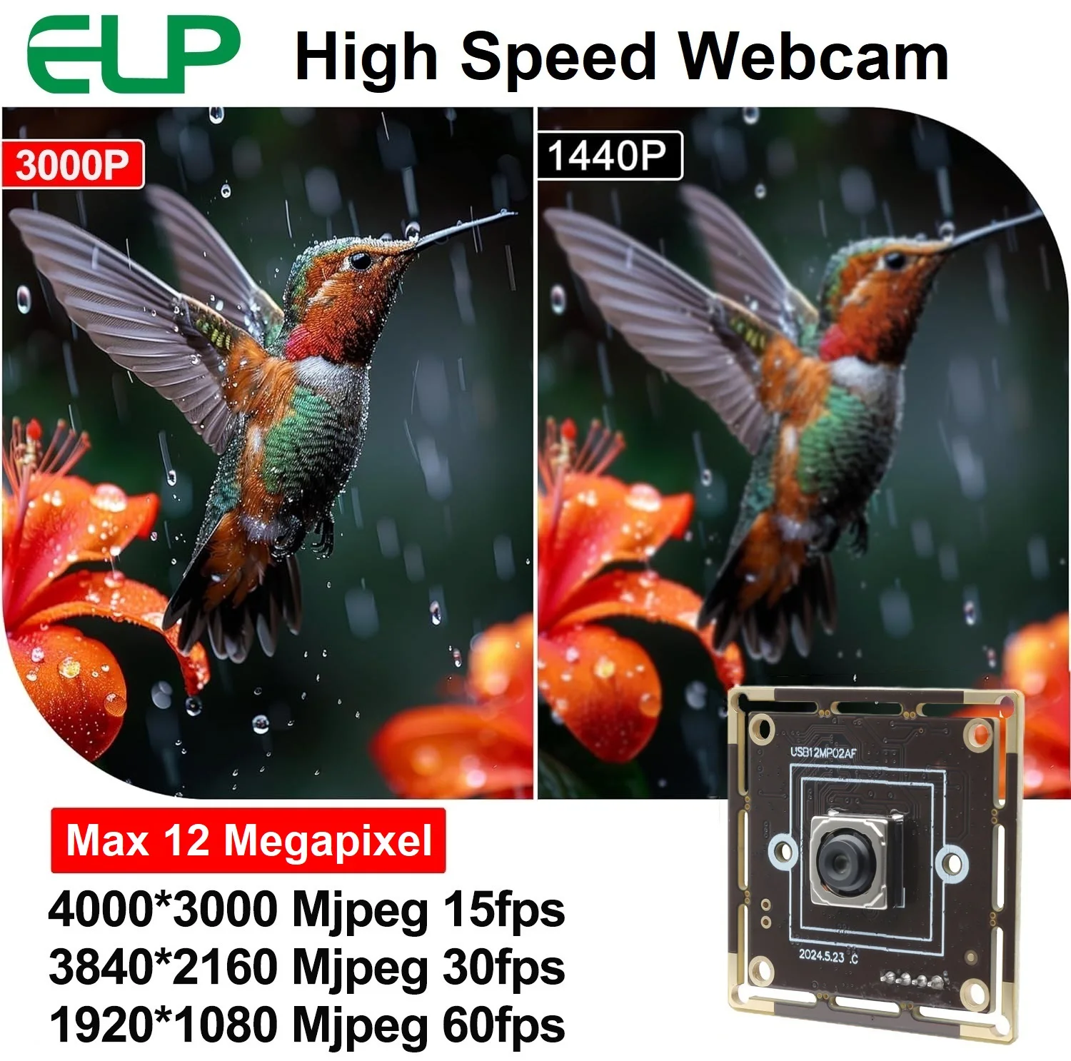 12 ميجابيكسل المساعد الشخصي الرقمي سريع التركيز التلقائي وحدة كاميرا بمنفذ USB عالية السرعة 3000p 15fps 4k 30fps 1080P 60fps كاميرا ويب usb للطابعة ثلاثية الأبعاد