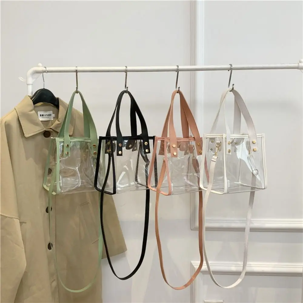 

Waterproof Storage Bag PVC Transparent Bag Jelly Bag Summer Women Handbag Tote Bag Shoulder Pouch Crossbody Bag Sports