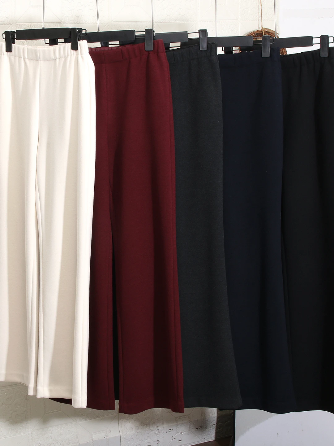 

Брюки женские повседневные из смесовой шерсти с широкими штанинами, эластичным поясом, высокой талией, комфортные, эластичные