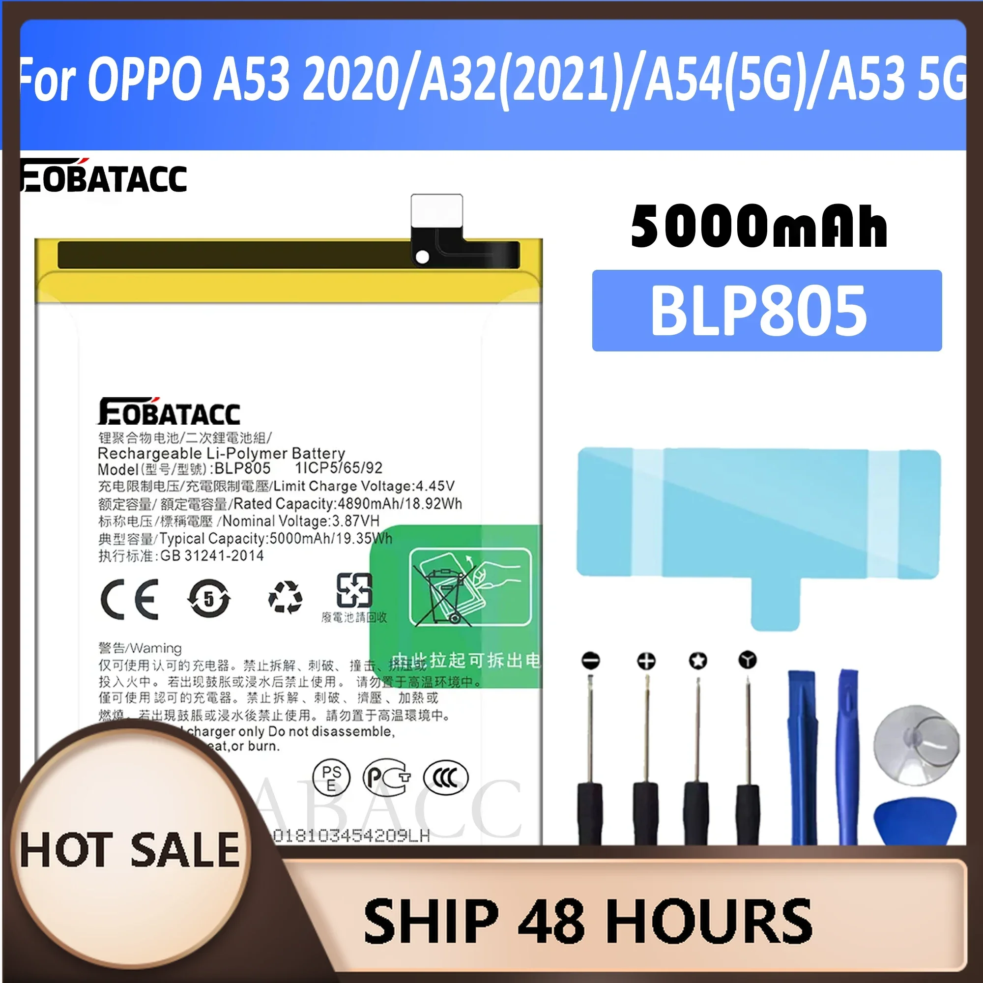 

2025 Years BLP805 Original Battery For Oppo A16 A32 A53 A54 CPH2269 PDVM00 CPH2127 CPH2131 CPH2239 High Quality Battery Bateria