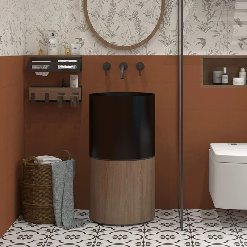 

Новая напольная раковина в китайском ретро-стиле для ванной комнаты, дизайнерская художественная креативная колонная раковина-тумба