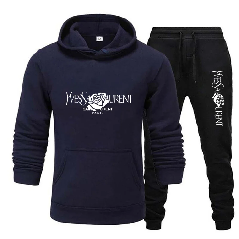 Trainingspakbroek voor heren Casual hoodies + lange broek 2-delige set Modeprint Outdoorkleding Sportjoggingkleding