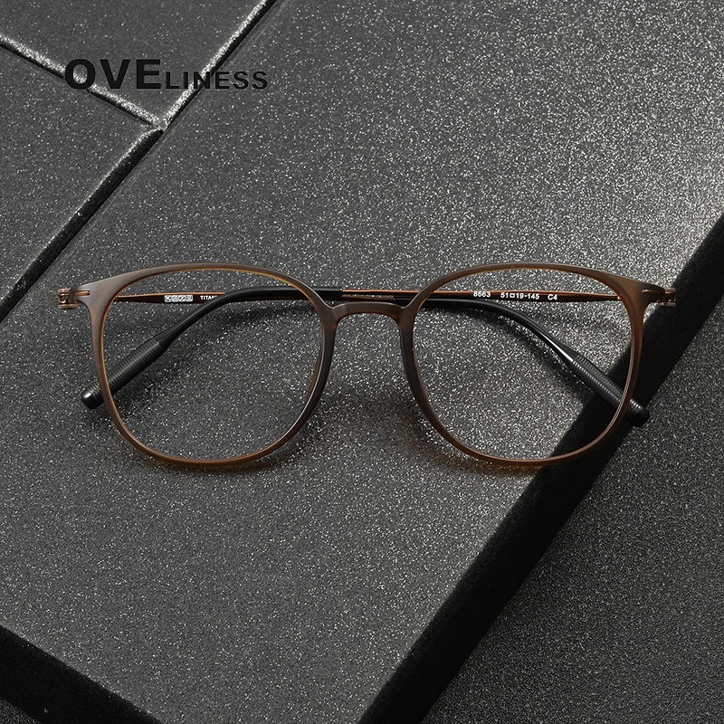 

2026 Vintage Acetate Titanium Glasses Frame Men Round Eyeglasses Frames Womens Eyewear Spectacles