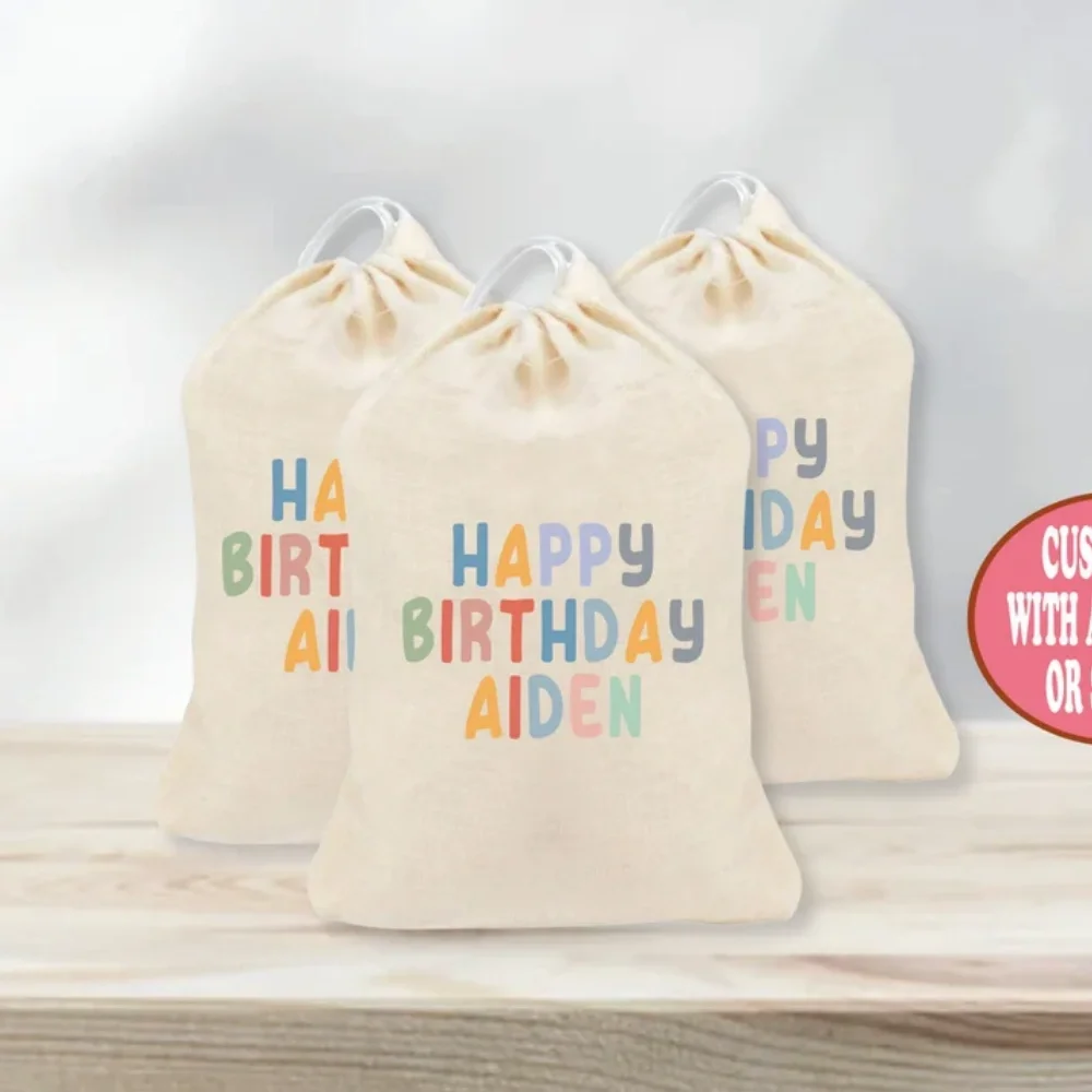 

25 pcs Customized Goodie Bag-Kids Goodie Bag-Goodie Bag-Custom Name-Childrens Name Bag-Kids Party Favor Cute Drawstring Bag