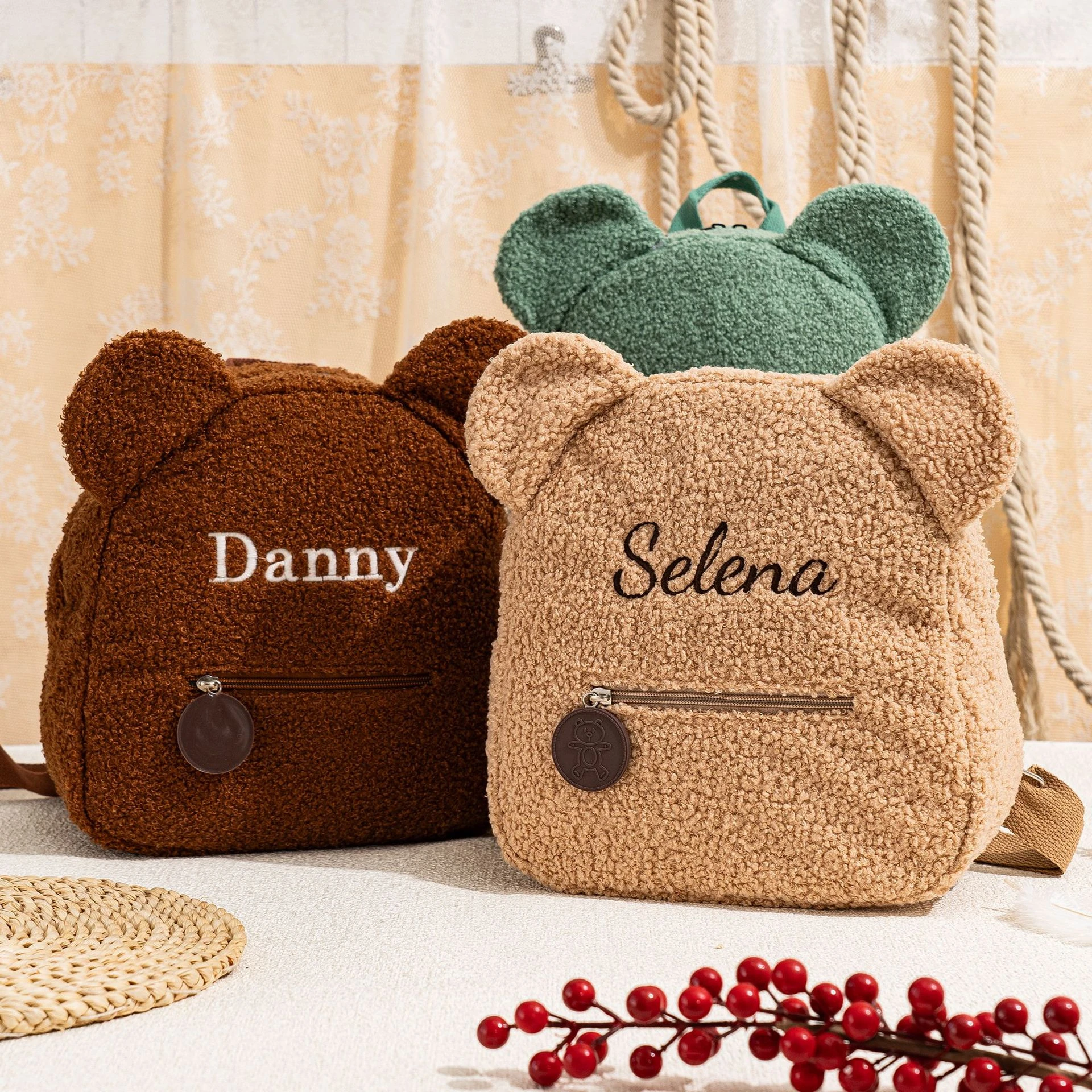 Personalized Fluffy Teddy Bear Kids Backpack Embroidered Name Plush Toddler School Bag Perfect Birthday Gift for Little Boy Girl