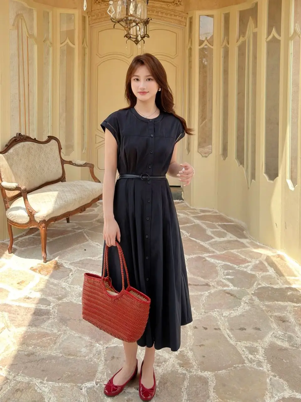 

Elegant OL Style Commute Shirt Dress Waist Cinching Design Single Button Fly Sleeve Dress Women's Fashion Casual Spring Summer