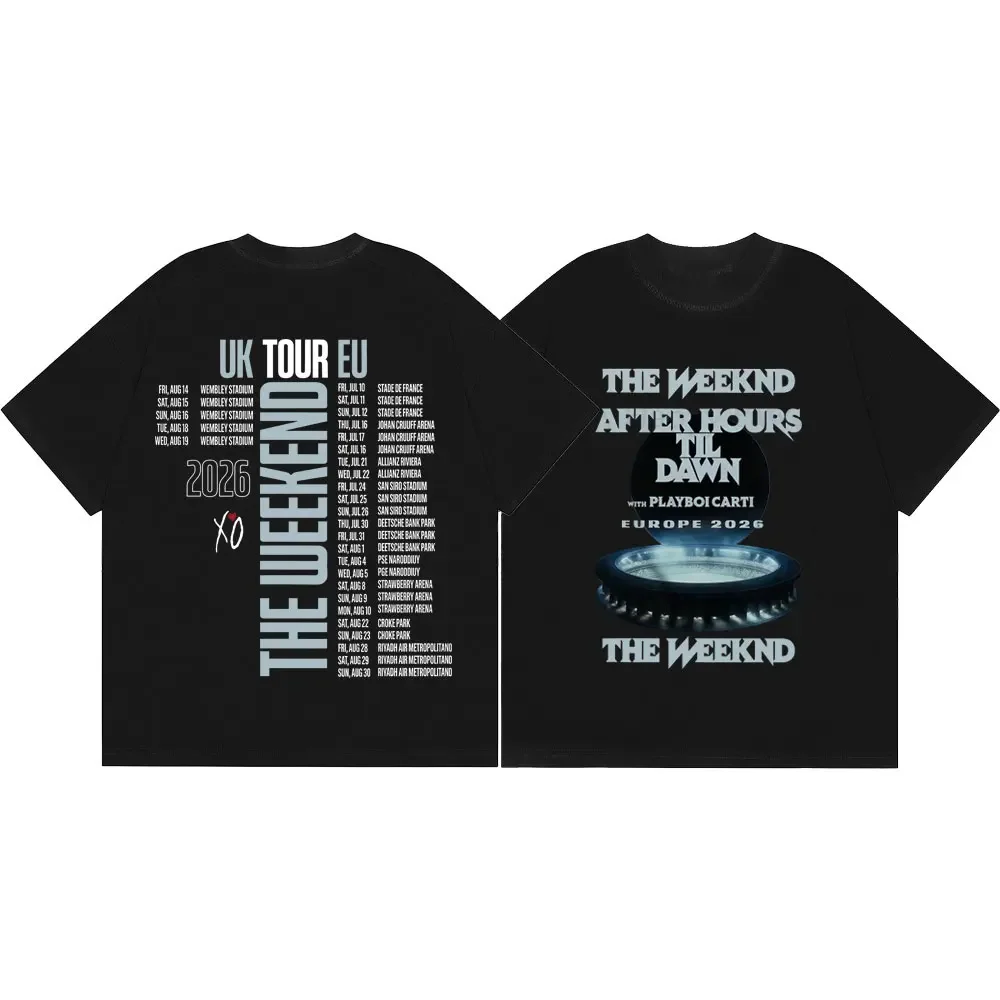 2026 Summer  Weeknd After Hours Til Dawn Tour Merch T Shirts Fashion Short Sleeve T-shirts Men Women Casual Cotton T-shirt