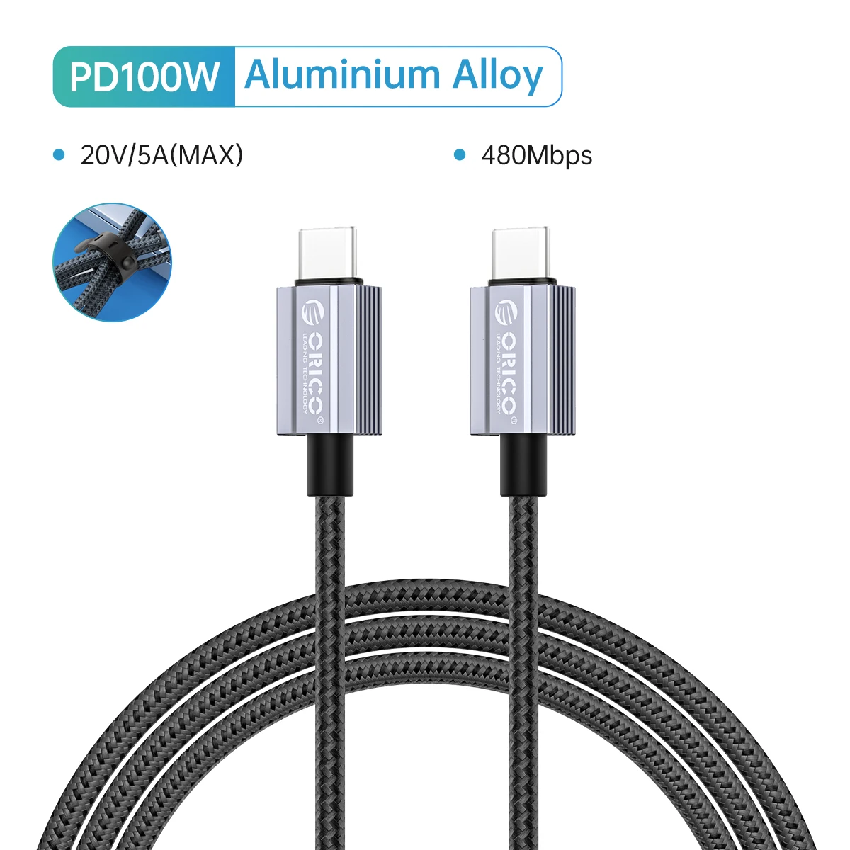 ORICO 100 W USB-Kabel PD 5 A Schnellladekabel Typ C Nylongeflecht für Xiaomi MacBook Pro iPad Pro Samsung Galaxy Laptop iPhone15