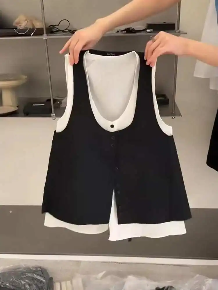 High-End Women's Summer Slim Fit Svel Top And Vest Two-Piece Set Faion Design South Oil Premium Brand Lace irt