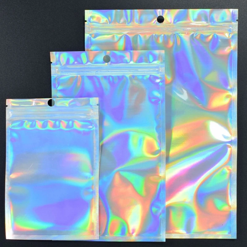 Wholesale Lashes Packaging Boxes Idea Holographic Laser Party Favor Bag Eyelashes Lash Jewelry Package Box Custom Logo Sticker