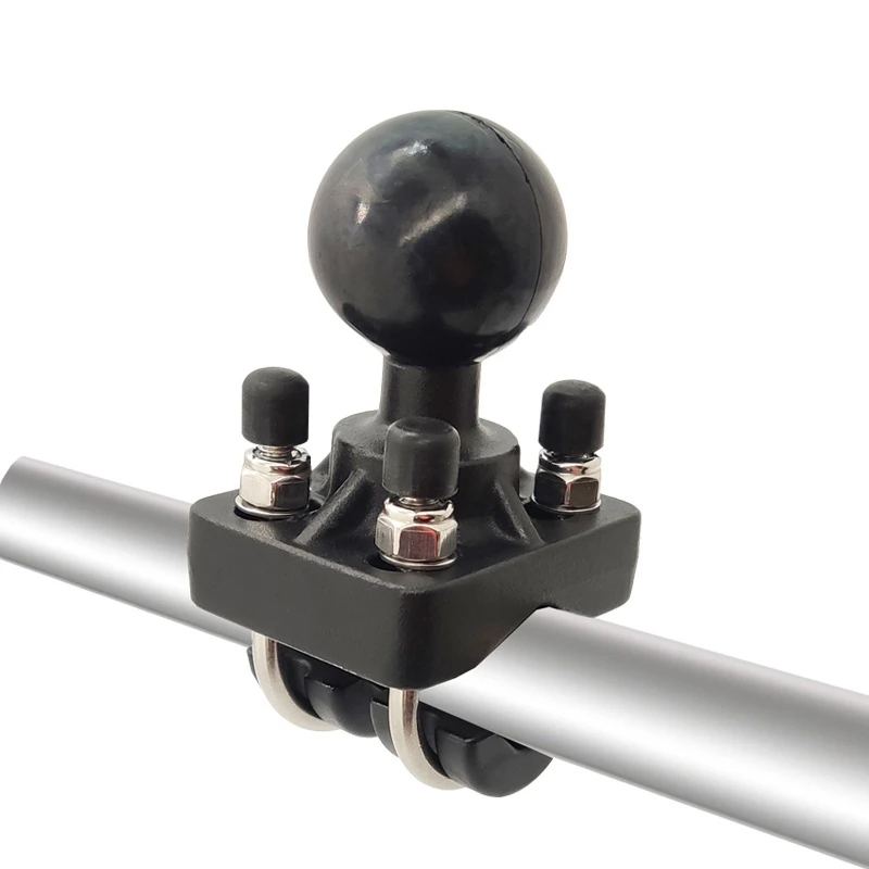 Reliable-Double U-Bolt Motorcycle Bike Handlebar Rail Mount Base With 1.5 Inch Ball For Gopro Camera For Garmin For Sony