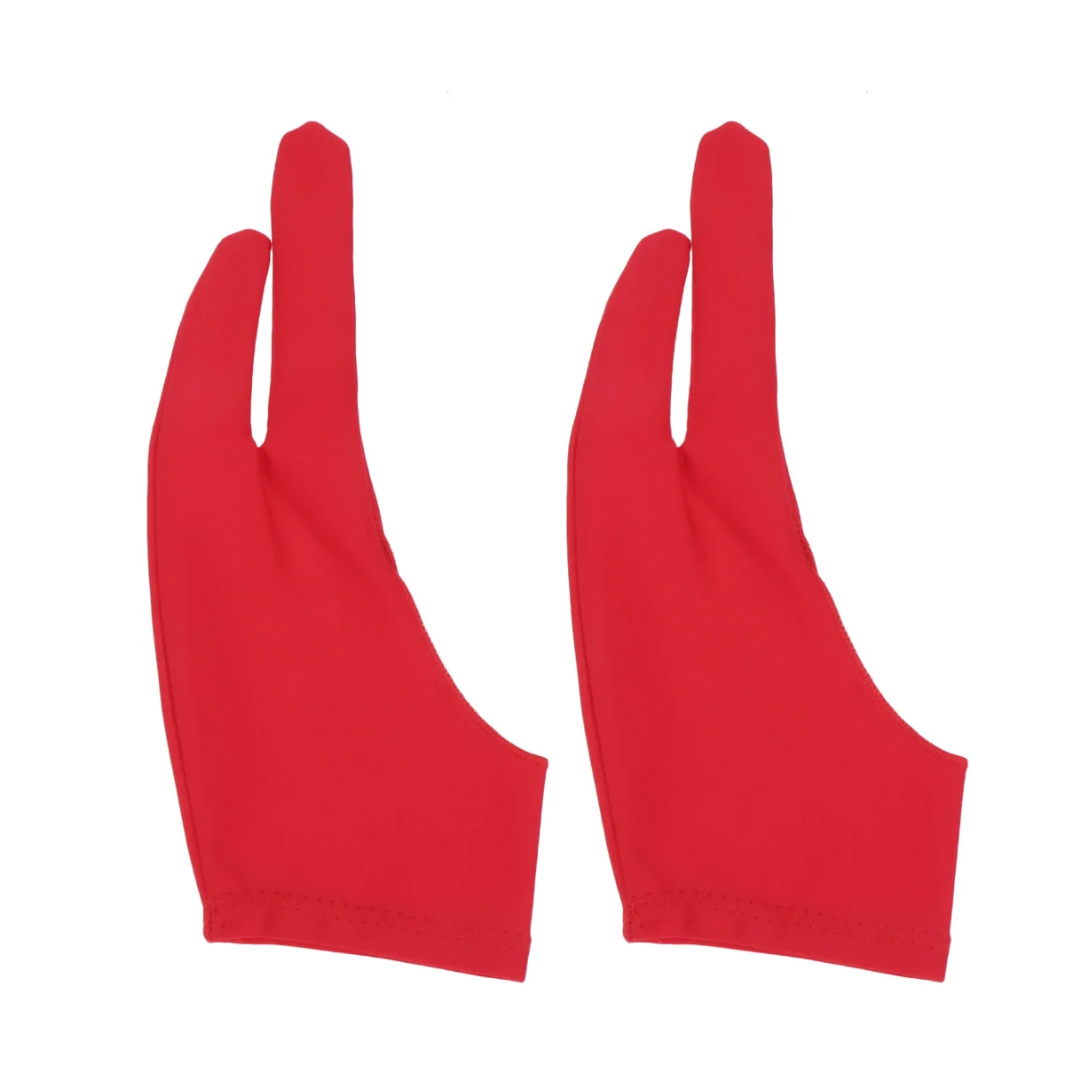 2 pcs Anti-Fouling Drawing Gloves Red L Size Spandex Sketching Glove For Graphics Tablet Artist Two Finger Curved Gloves Wear