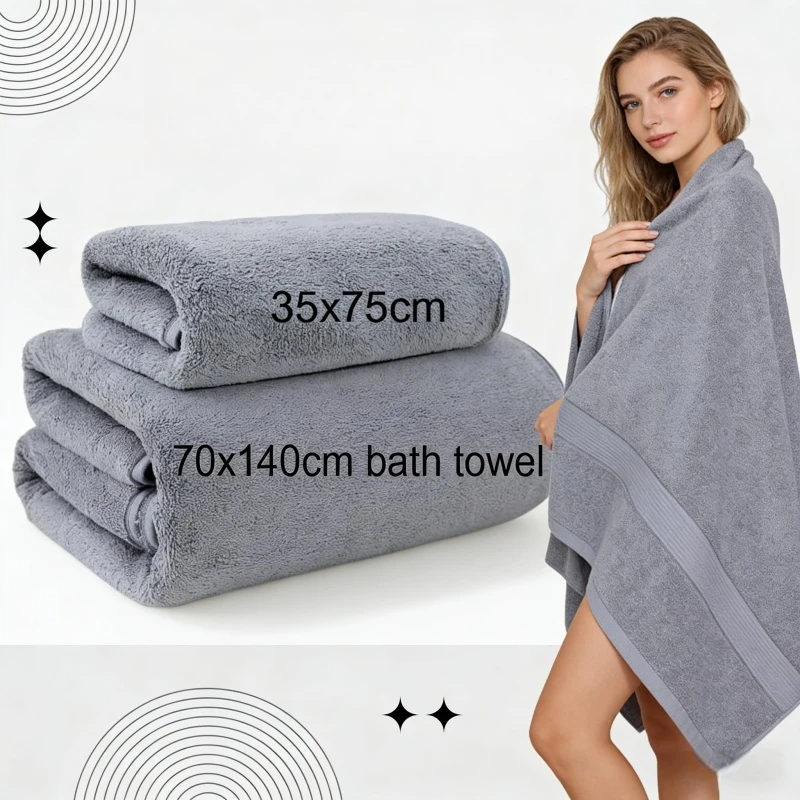 Juego de Toallas de Felpa Coral Gruesas, Color Gris Rosado Sólido, Suaves y Absorbentes, Juego de Toallas Multiusos Reutilizables para el Hogar