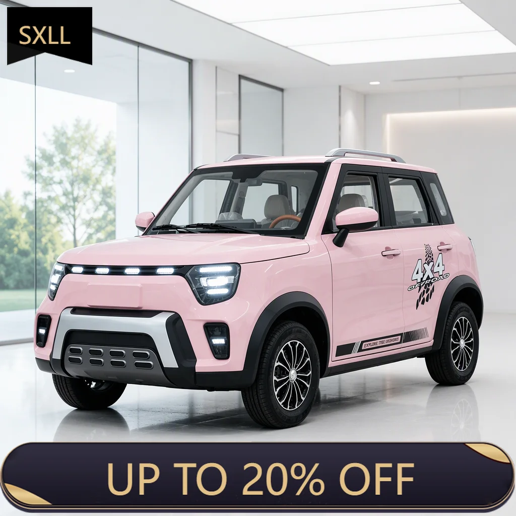 SXLL four-wheel compact electric vehicle, cute design, miniature car with LED lights, suitable for leisure travel by young