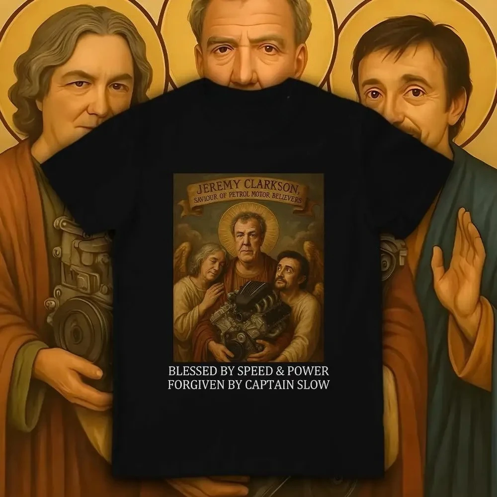 Camiseta con estampado gráfico de meme divertido de Jeremy Clarkson Protect Us From Electric Motors, camiseta de algodón de gran tamaño a la moda para hombres y mujeres, nueva camiseta de verano