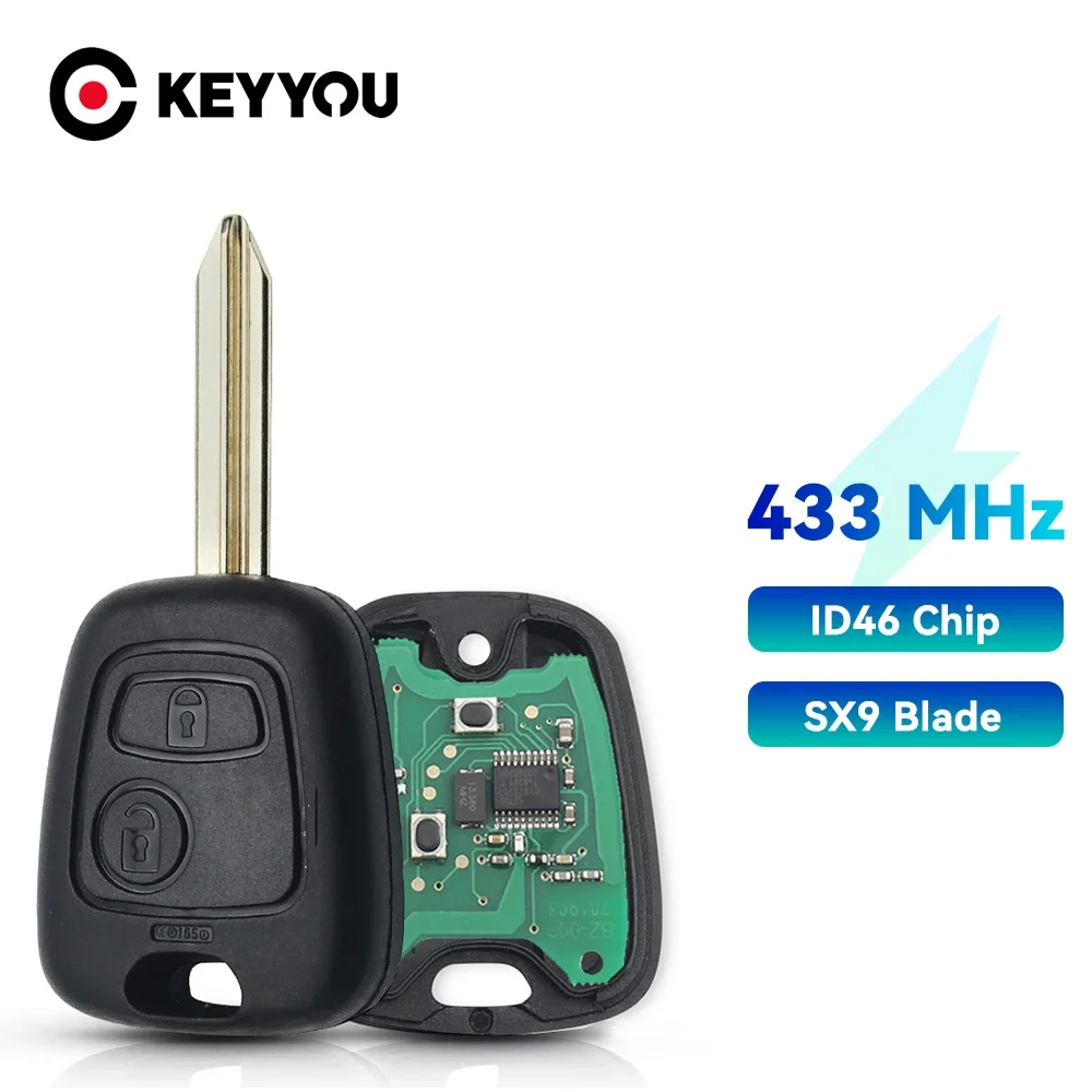 Keyyou 2ボタン433mhzのリモート車のキープジョー307 206 407パートナーシトロエンC1 C2 C3 ID46 PCF7961チップVA2 Ne73 HU83 SX9刃