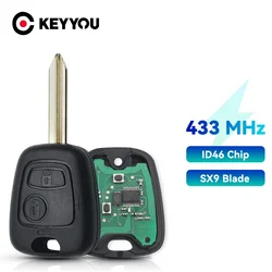 KEYYOU 2 Botão 433Mhz Remoto Chave Do Carro Para Peugeot 307 206 407 Parceiro Citroen C1 C2 C3 ID46 PCF7961 chip VA2 Ne73 HU83 SX9 Lâmina