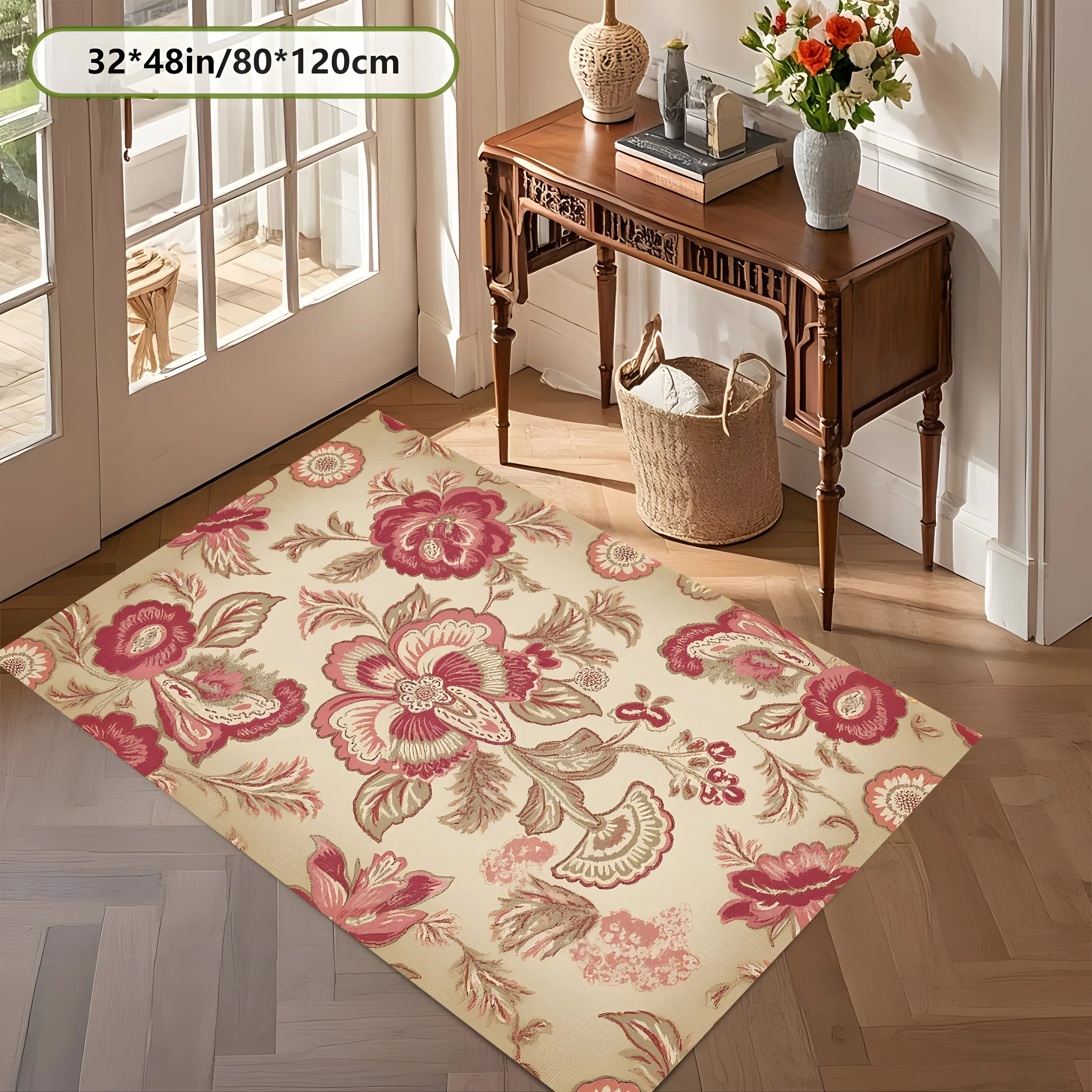 2D Large Carpet European Classic Floral Retro Light Luxury for Living Room Bedroom Bedside