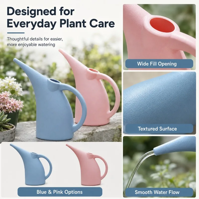 1/2/3L Große Gießkanne mit Langem Ausguss, PP-Kunststoff Gartenbewässerungskanne mit Einfacher Befüllöffnung für Blumen, Sukkulenten & Kräuter – Detail 5