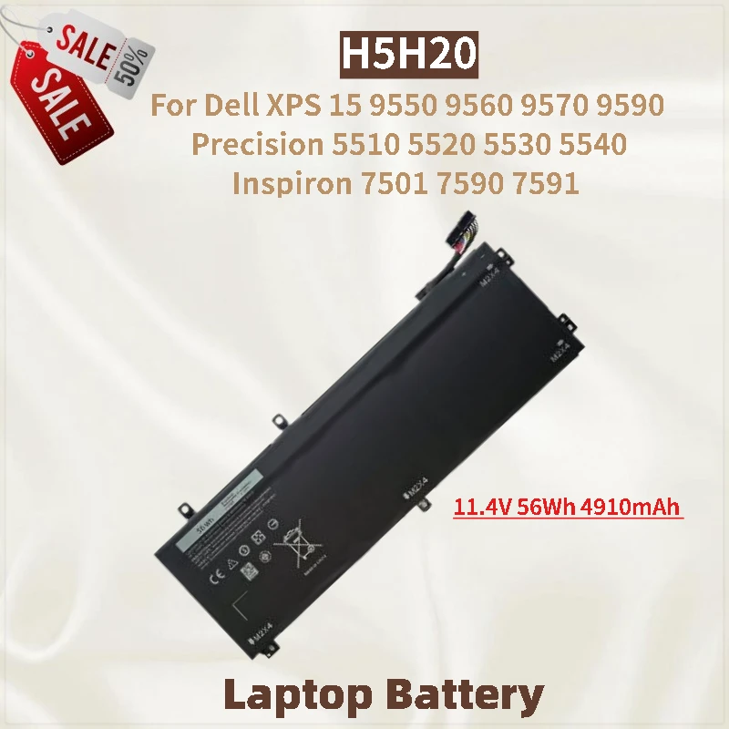 

Аккумулятор для ноутбука H5H20 11,4 В 56 Втч 4910 мАч для Dell Precision 5510 5520 5530 5540 XPS 15 9550 9560 9570 Inspiron 7501 7590 7591